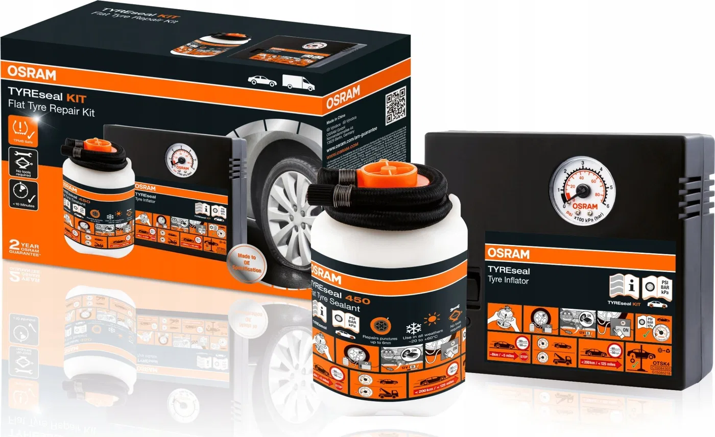 Kompresor samochodowy Osram TYREseal KIT OTSK4 automobilinė elektrinė pompa su padangų sandarikliu