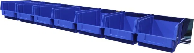Listwa do zawieszania pojemników warsztatowych 7 szt. o wym. 199x135x100 mm (listwa z pojemnikami)