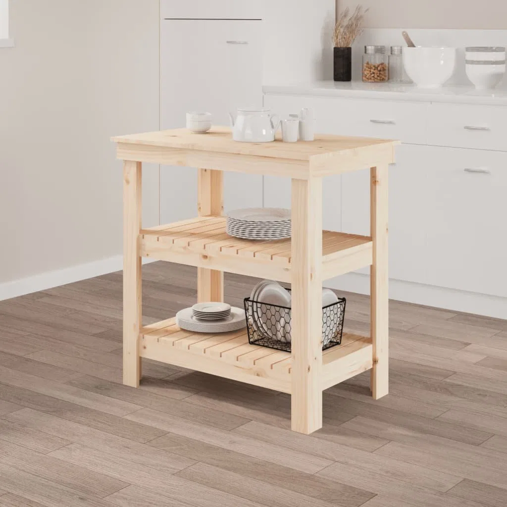 vidaXL vidaXL Stolik roboczy, 78,5x50x80 cm, lite drewno sosnowe