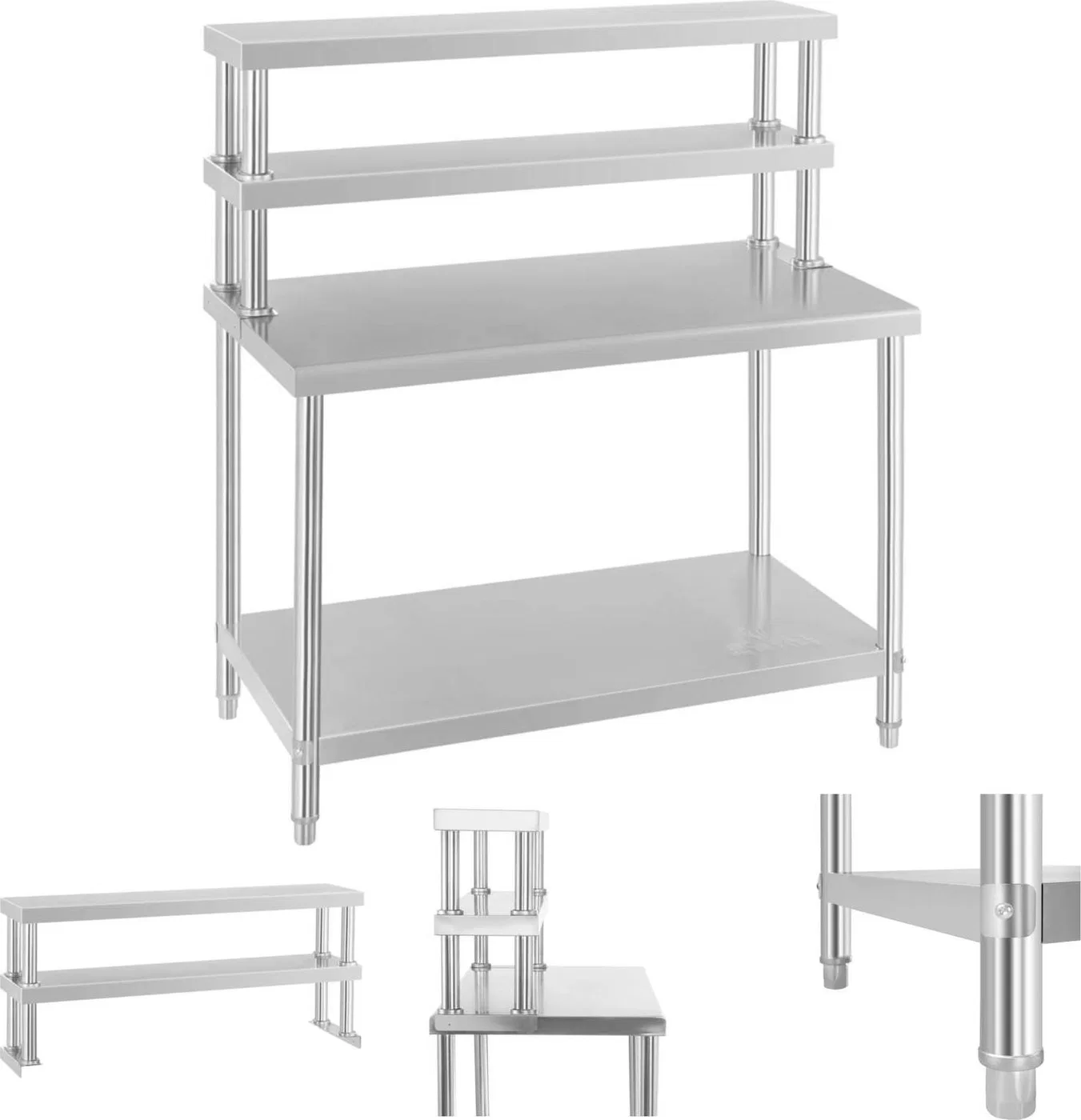 Royal Catering Stół roboczy gastronomiczny ze stali nierdzewnej z nadstawką 120x60cm