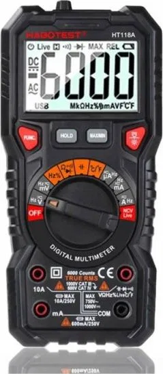 Habotest Multimetr cyfrowy z latarką Habotest HT118A, True RMS, NCV