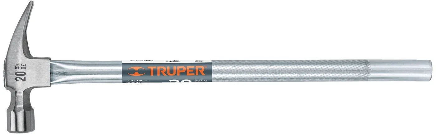 Truper Plaktukas su ilga vamzdine rankena. 48,3cm ilgio rankena, 570g. Pliruota galva su magnetine įpjova vinies prilaikymui Tru