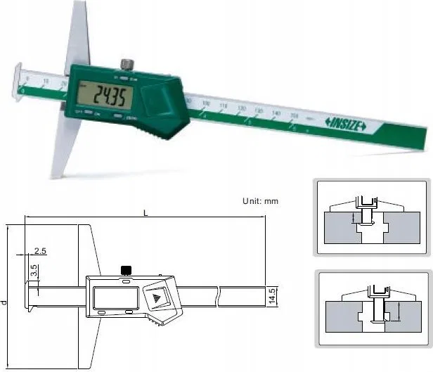 Insize GLEBOKOSC. CYFR. 200/100 MAGF HAKOWY DWUSTR.
