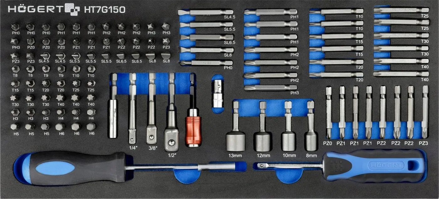 Högert Technik HOGERT SET OF SCREWDRIVE TIPS 107 pcs.