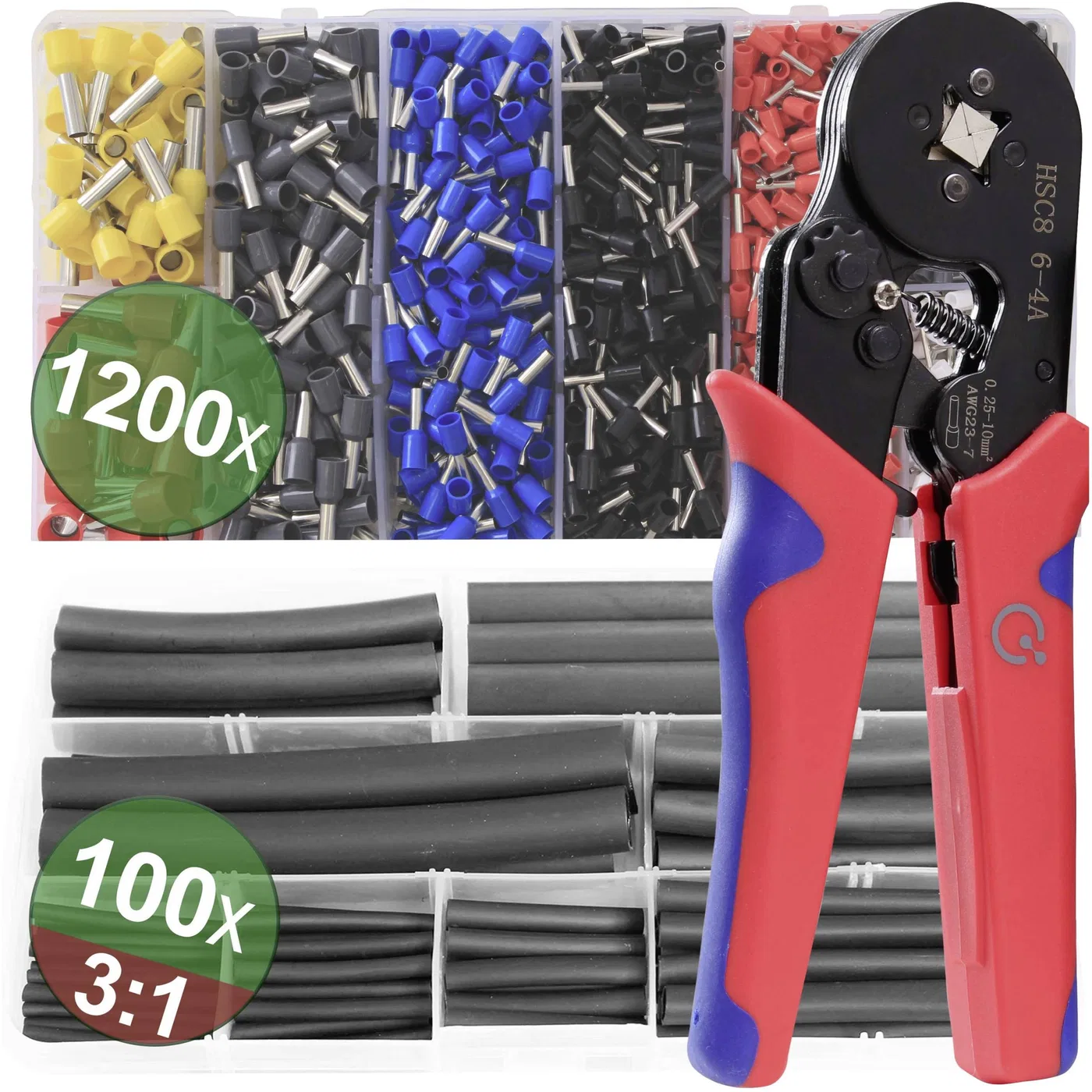 Quadrios 22T009 22T009 Crimpzangen-Set Aderendhülsen 0.25 bis 10 mm² Inkl. Aderendhülsensortiment (22T009)
