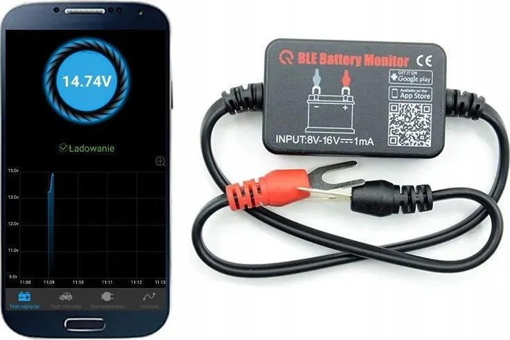 SKLEPLEDY TESTER AKUMULATORÓW 12V APLIKACJA POLSKIE MENU