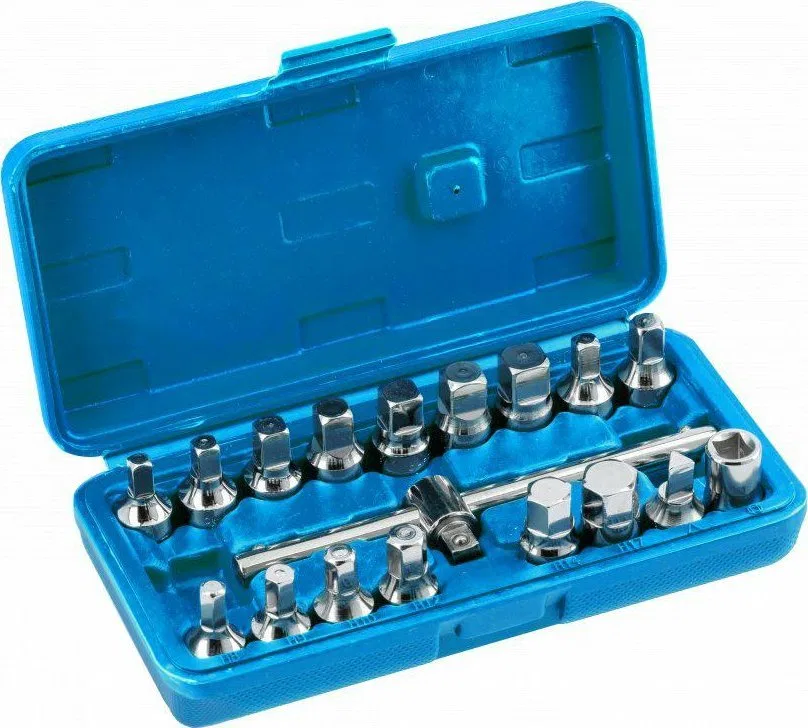 Högert Technik HOEGERT ZESTAW KLUCZY DO SPUSTU OLEJU 3/8" 18el.