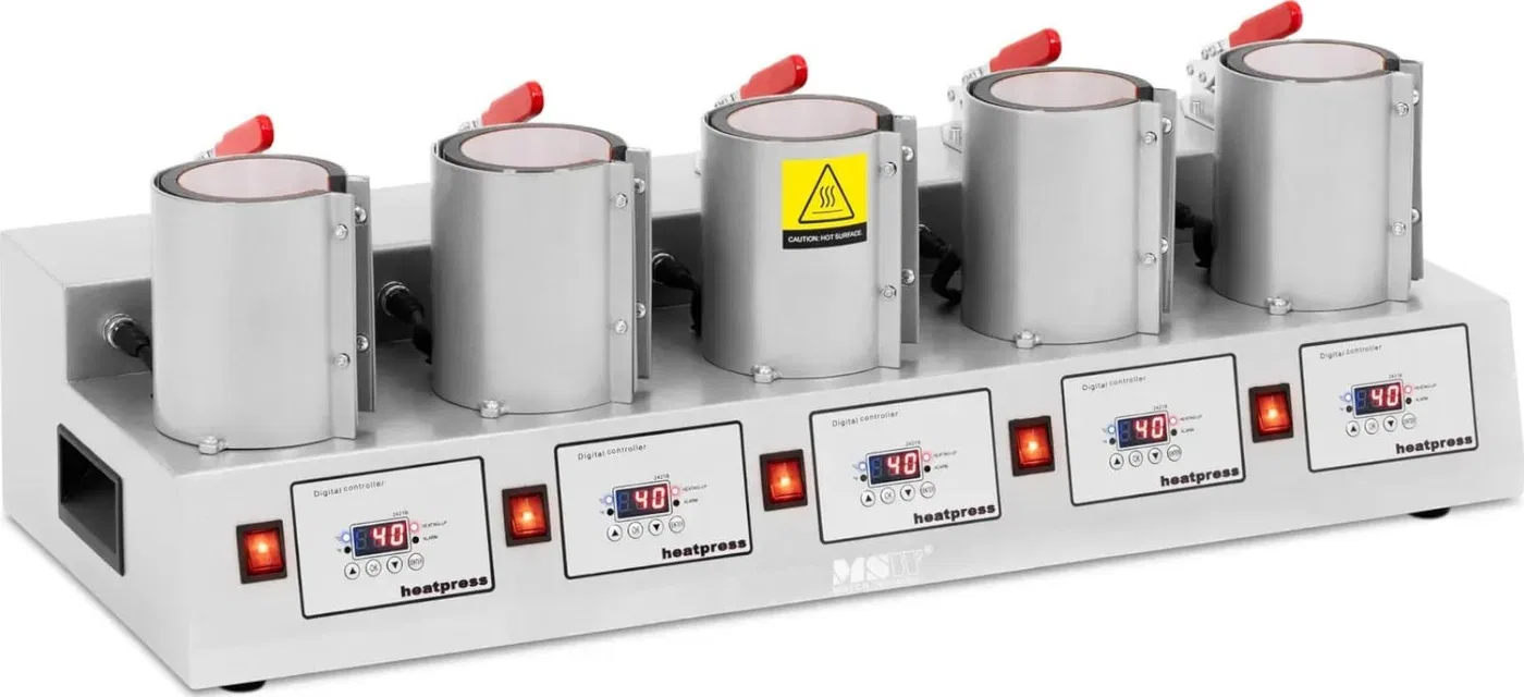 Prasa termotransferowa termiczna na 5 kubków LCD 250 C