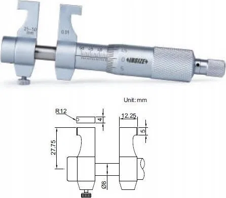 Insize MIKROMETR 50- 75 WEW. KONC. PLASKIE - 3220-75