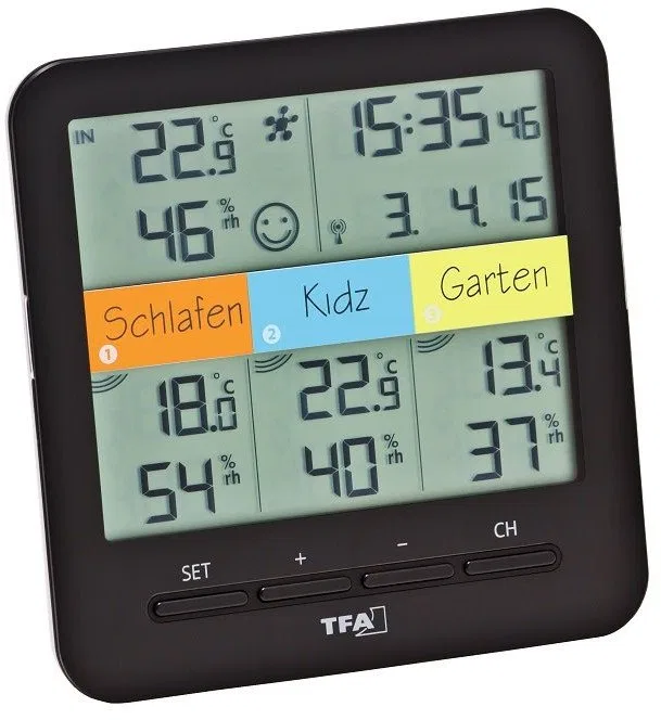 Finnish Thermometer 8230 Klima@Home thermo and hygrometer with three sensors