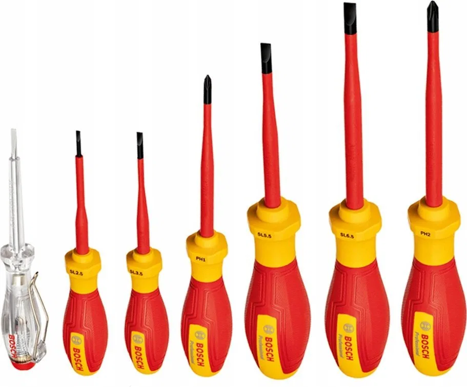 Bosch Bosch VDE screwdriver set PH/SL Professional, 7-piece (red/yellow, 6 VDE screwdrivers, phase tester SL3)
