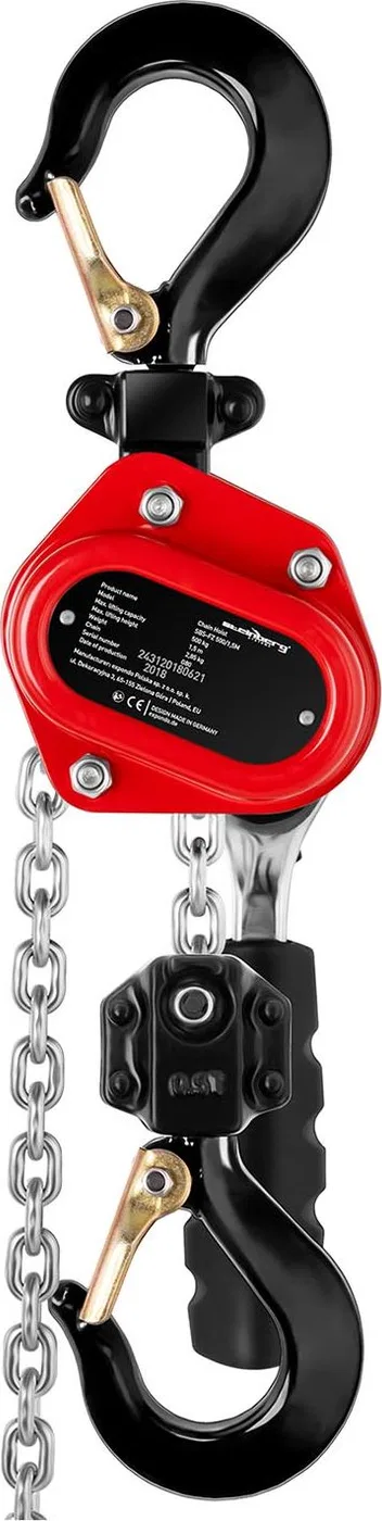 Steinberg Wciągarka wyciągarka łańcuchowa wciągnik łańcuchowy 500 kg / 1,5 m Wciągarka wyciągarka łańcuchowa wciągnik łańcuchowy