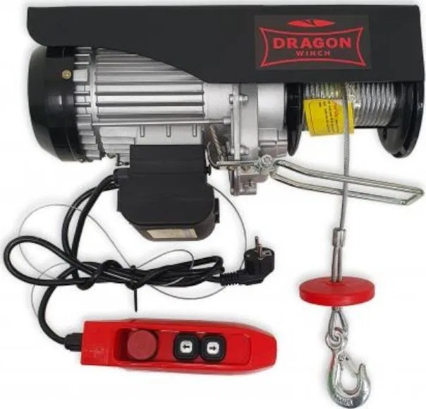 Dragon Winch Wciągarka warsztatowa, elektryczna DWI HD 230V 12 m nośność 500/990 kg (pilot przewodowy)