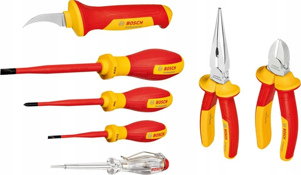 Zestaw narzędzi Bosch Bosch VDE tool set mixed, 7-piece (red/yellow, side cutters, needle-nose pliers, 4 screwdrivers, stripping