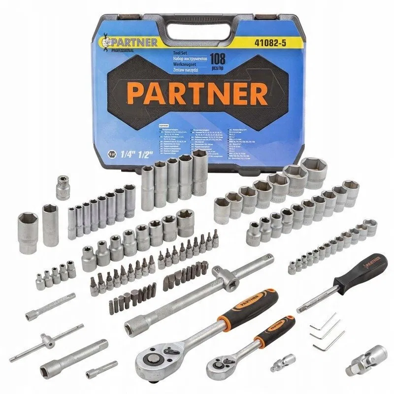 Zestaw narzędzi 108el. 1/4", 1/2" (6-kątnych) (4-32mm)