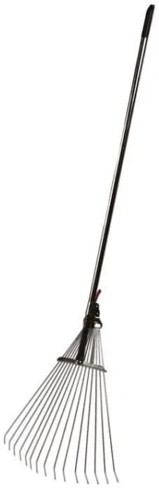 WIRE FAN-SHAPED RAKE WITH METAL HANDLE