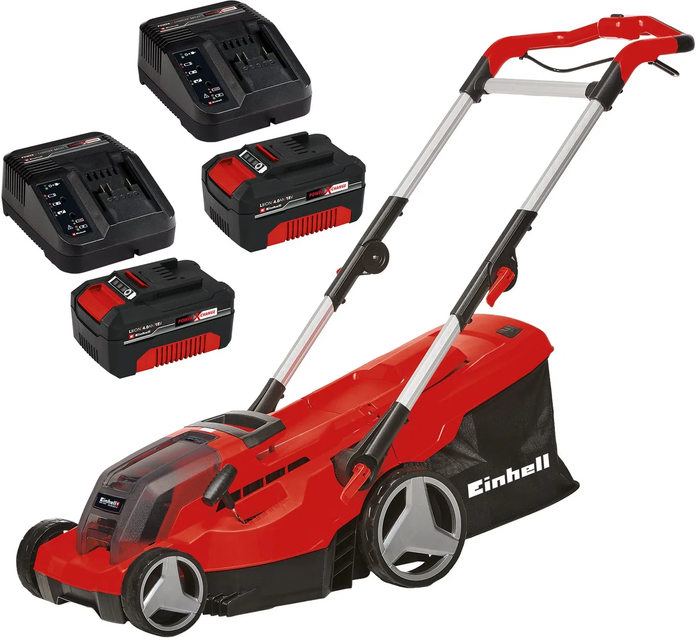 Cordless lawn mower EINHELL GE-CM 36/37 Li, 2 x 18 V, 2 x 4.0 Ah, 37 cm, 45 l