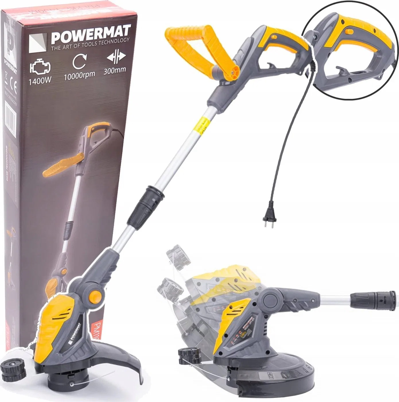 Powermat PODKASZARKA ELEKTRYCZNA TELESKOPOWA KOSA TRAWY WYKASZARKA 1400W 300MM ŻYŁKA