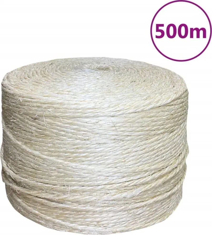 vidaXL Sznur, sizal 100%, 4 mm, 500 m