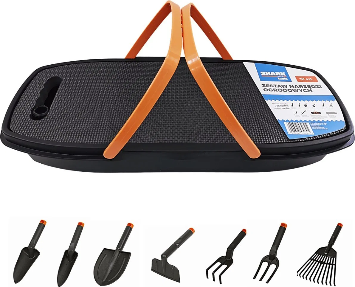 Zestaw narzędzi ogrodowych 10 szt. z  koszykiem Shark Tools