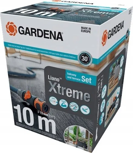 Gardena GARDENA Textile Hose Liano Xtreme 1/2", 10 meter set + indoor adapter (dark grey/orange, model 2023, incl. watering nozz