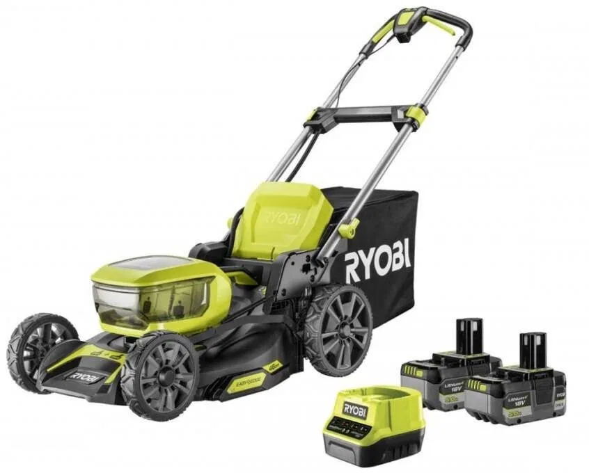 Cordless lawn mower RYOBI ONE+ RY18LMX46A-250, 18 V, 2 x 5.0 Ah, 46 cm, 55 l