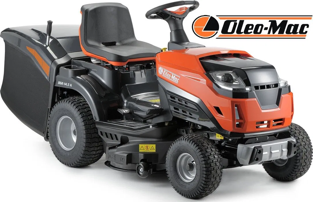 Traktor ogrodowy Oleo-Mac OLEO MAC OM 86 R/14,5 K TRAKTOREK OGRODOWY DO TRAWY Z TYLNYM WYRZUTEM KOSIARKA SAMOJEZDNA SPALINOWA DO