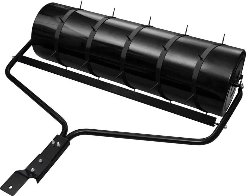 vidaXL Walec do trawnika z aeratorem, czarny, 63 L, żelazo