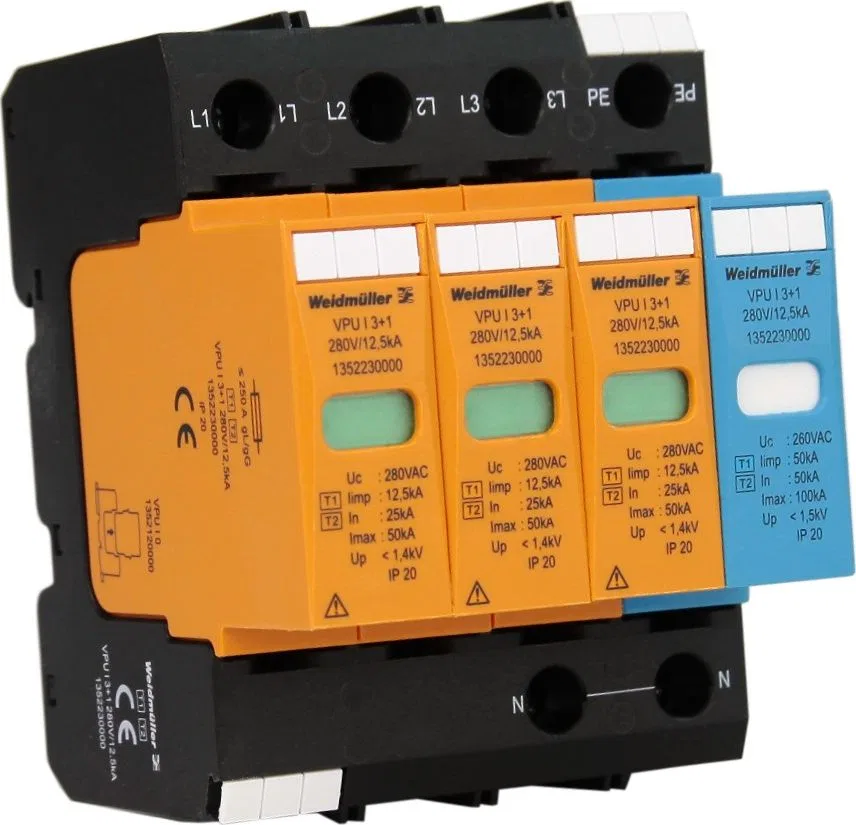 Weidmuller Ogranicznik przepięć ochronnik przepięć VPU I 3+1 280V/12,5kA 1352230000 Weidmller 8038