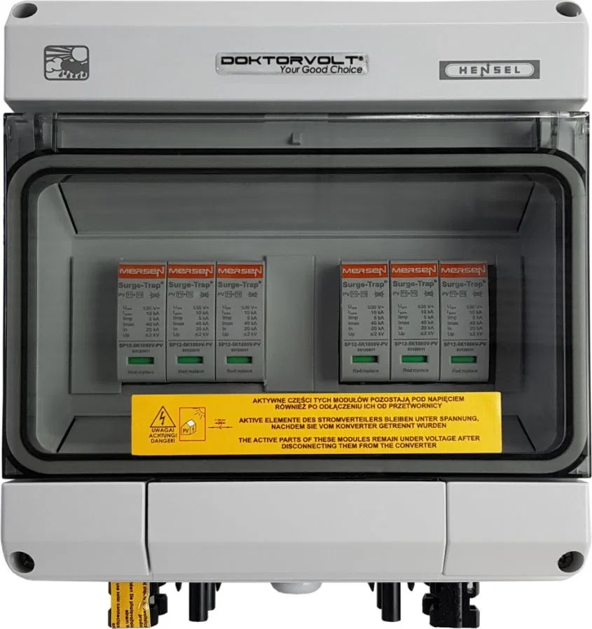 Doktorvolt Rozdzielnica fotowoltaiczna solarna PV DC 1000V T1 T2 40kA 2-stringowa MC4 IP65 Doktorvolt 4579