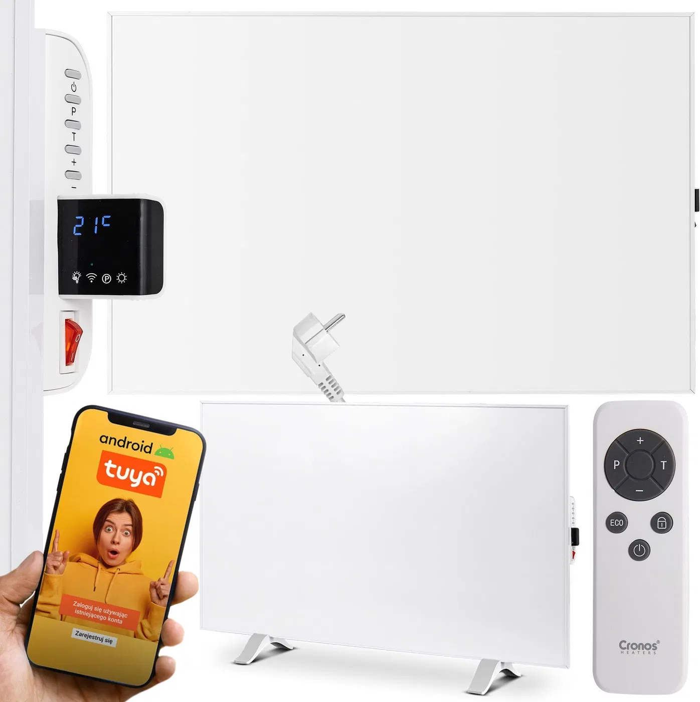 Grzejnik Cronos Panel grzewczy IR CRONOS Synthelith PRO CRP-600TWP White