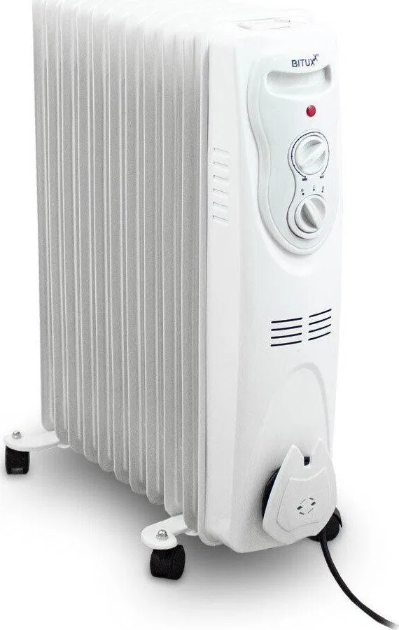 Grzejnik Bituxx Elektryczny Grzejnik Olejowy 2500W Biały 9 żeberkowy XXL BITUXX