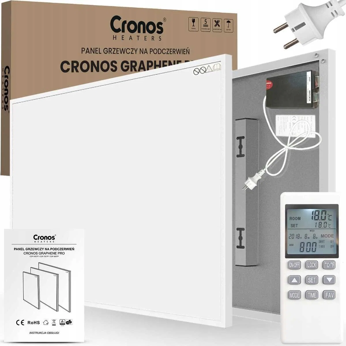 Grzejnik Cronos PANEL GRZEWCZY IR CRONOS Graphene PRO CGP-700TP White