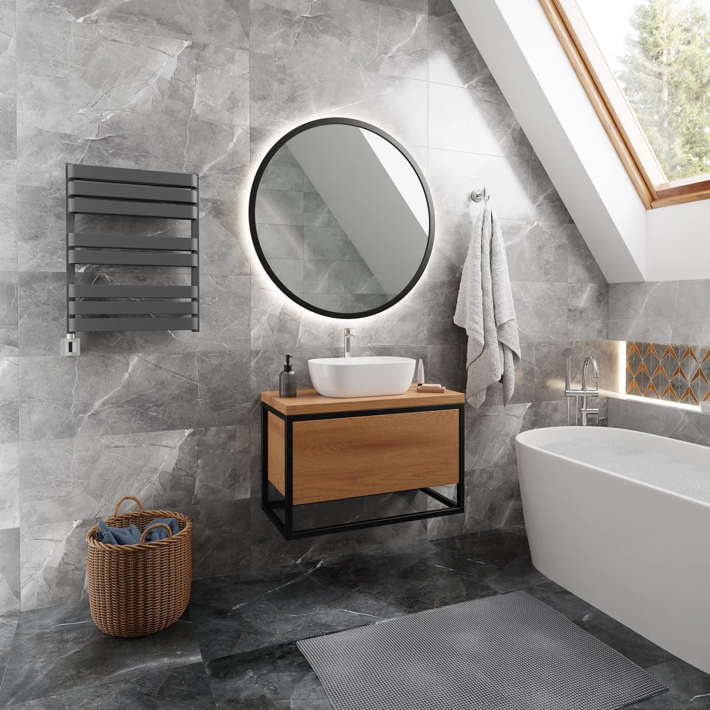 Grzejnik łazienkowy Sourcing TOWEL DRYER ELE WARP T BOLD 500/655 GREY