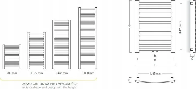 Grzejnik łazienkowy Instal-Projekt Grzejnik TRENDY RETTO 50/140 podłączenie dolne C12