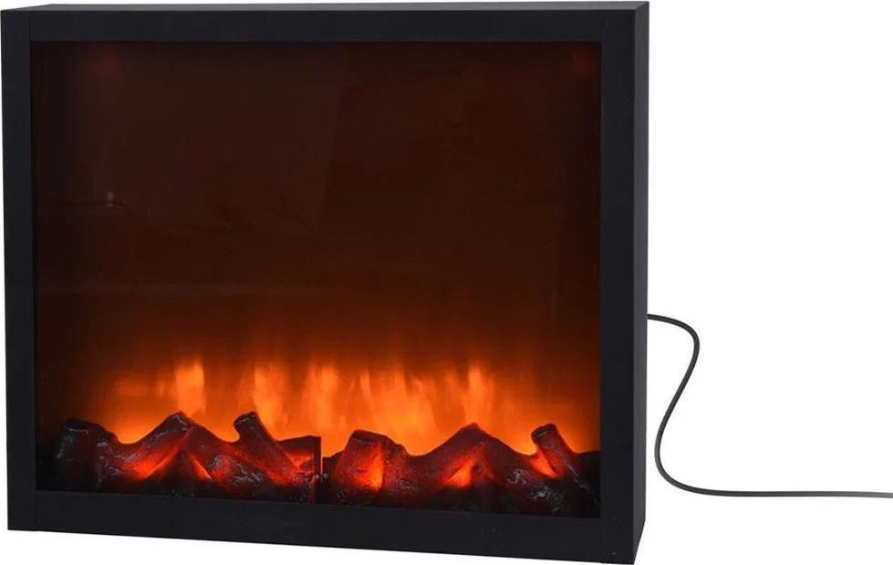 Vilde Kominek led elektryczny do sieci imitacja ognia czarny metalowy 41x25 cm