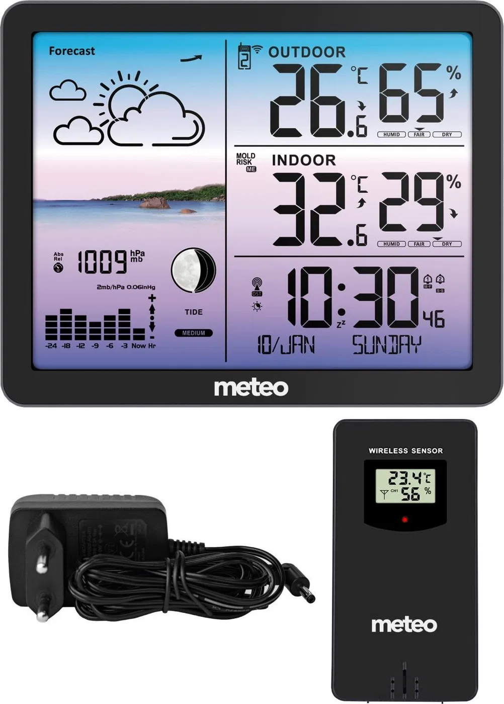 Stacja pogodowa Meteo Stacja pogodowa METEO SP107 czarna