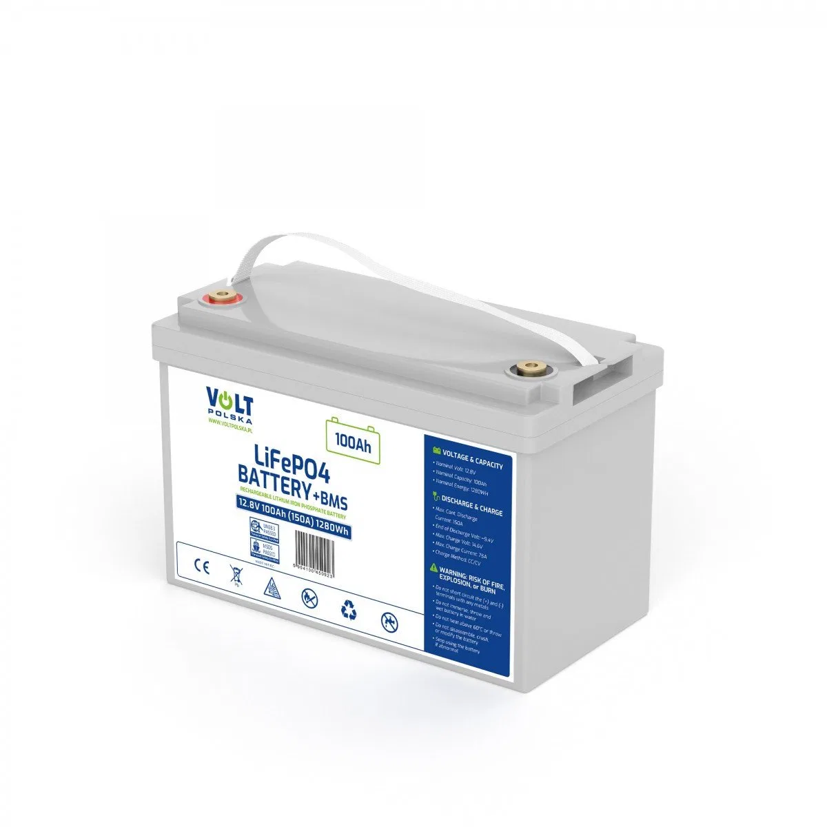 Volt AKUMULATOR LiFePO4 12,8V 100Ah (150A) + BMS BEZOBSŁUGOWY