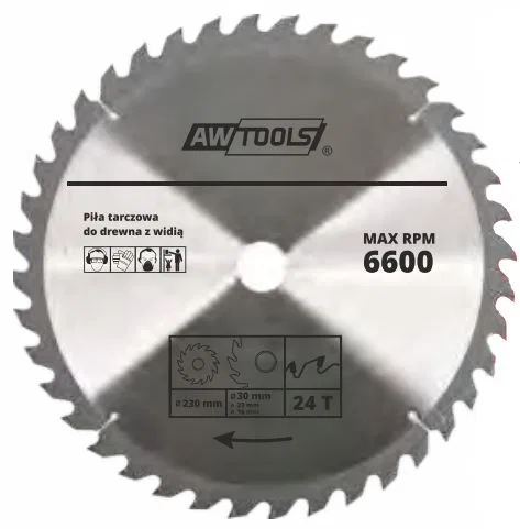 AWTools Piła tarczowa do drewna 500 x 30/22/16mm 30z (AW48493)
