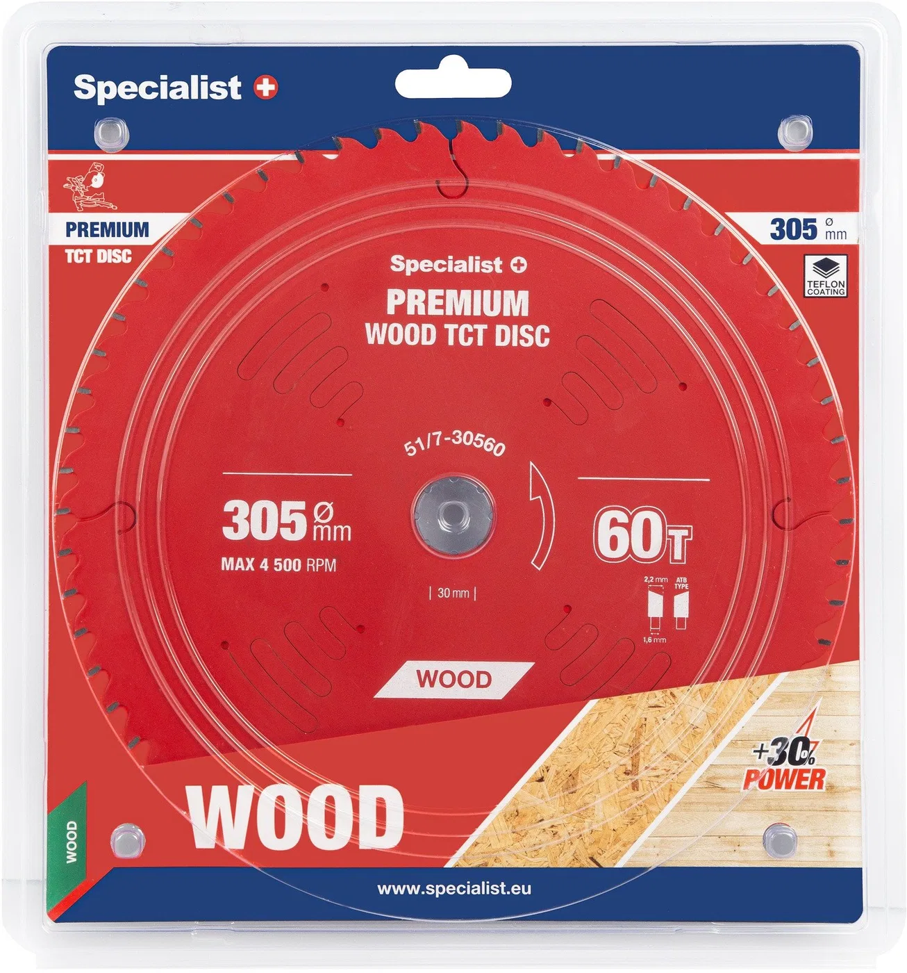 Cutting disc 305x60Tx30mm, Wood PREMIUM, SPECIALIST+