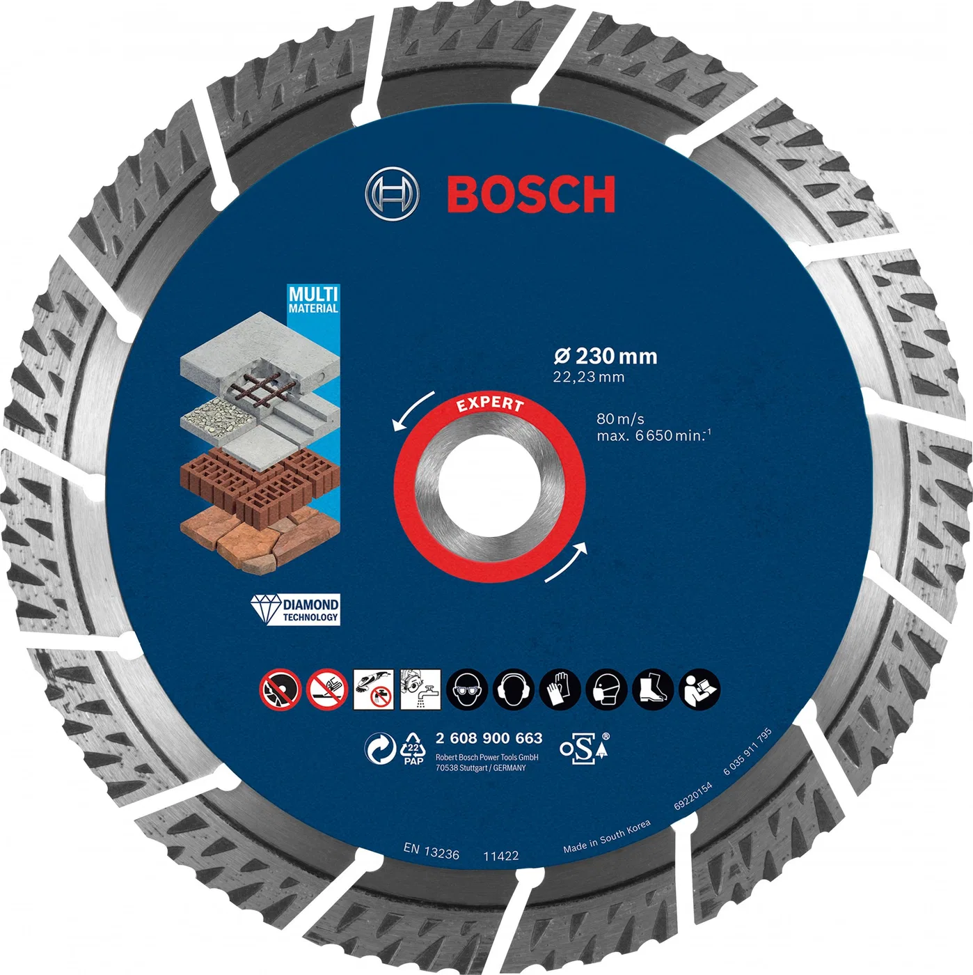Bosch Diamentowa tarcza tnąca EXPERT MultiMaterial 230 x 22,23 x 2,4 x 15 mm