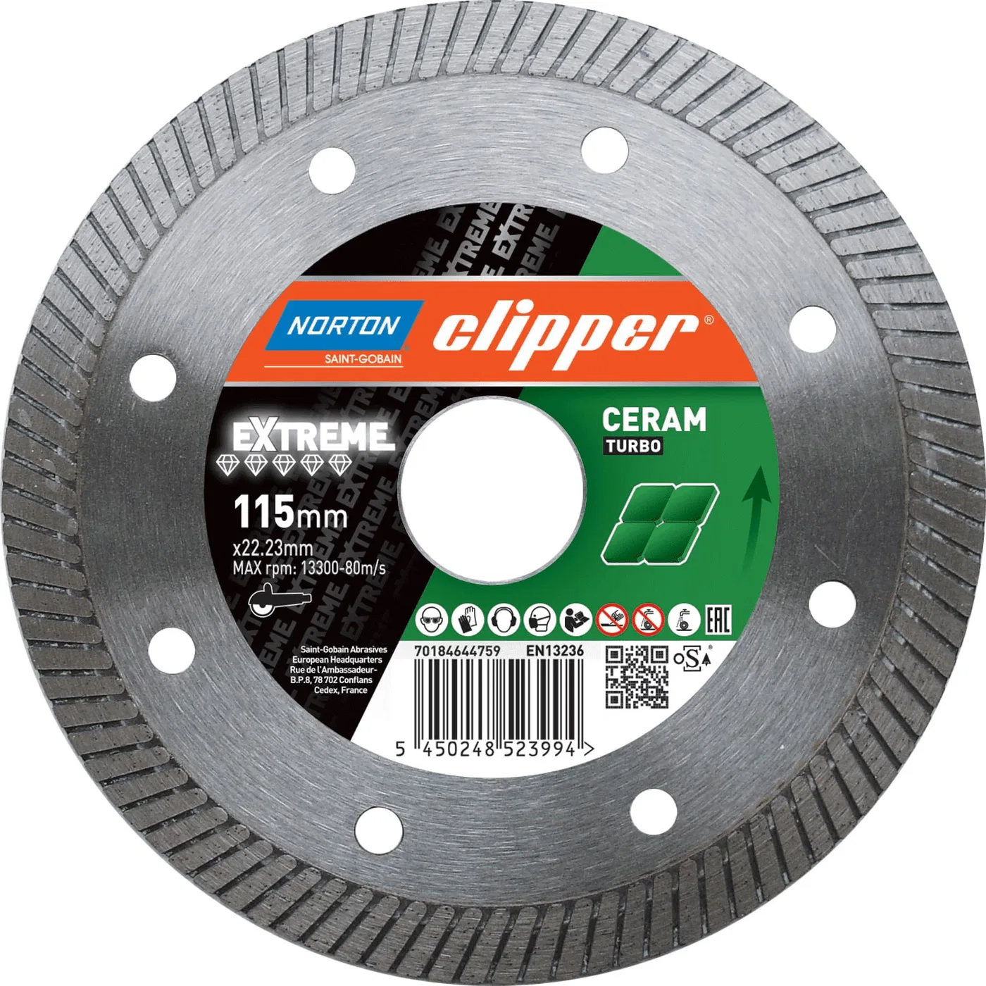 Norton Clipper CLIPPER Tarcza diamentowa EXTREME CERAMIC TURBO H10  250x25.4 (70184625428)