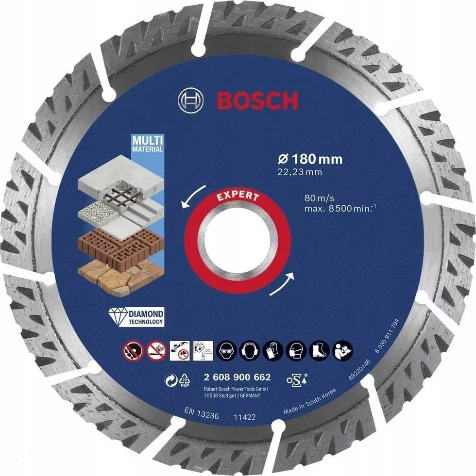 Bosch Bosch diamond cutting disc Expert MultiMaterial, O 180mm (bore 22.23mm)