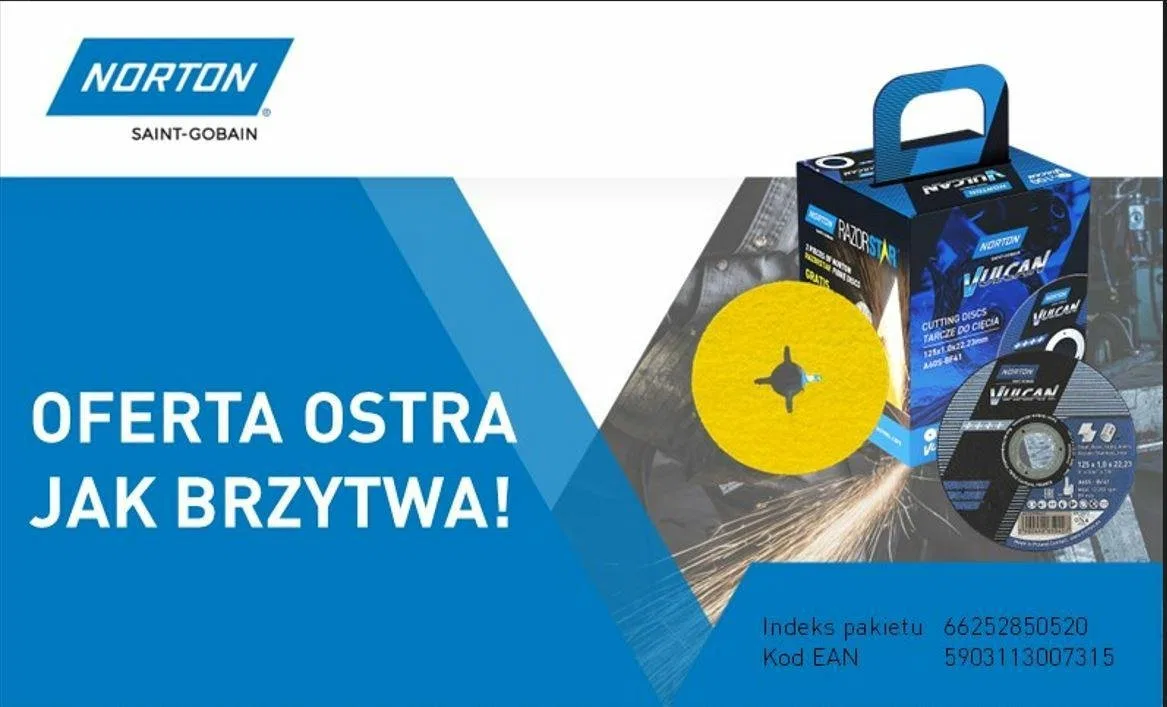 Norton NORTON ZESTAW TARCZ VULCAN 125mm x 1mm METAL/INOX 100szt. +2xFIBRA 100szt.