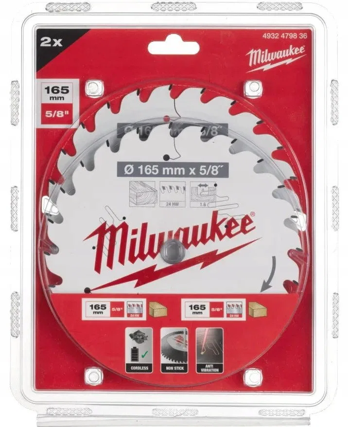 Milwaukee Wood cutting disc MILWAUKEE CSB P W 165x15.87x1.6 24HW, 2 pcs.
