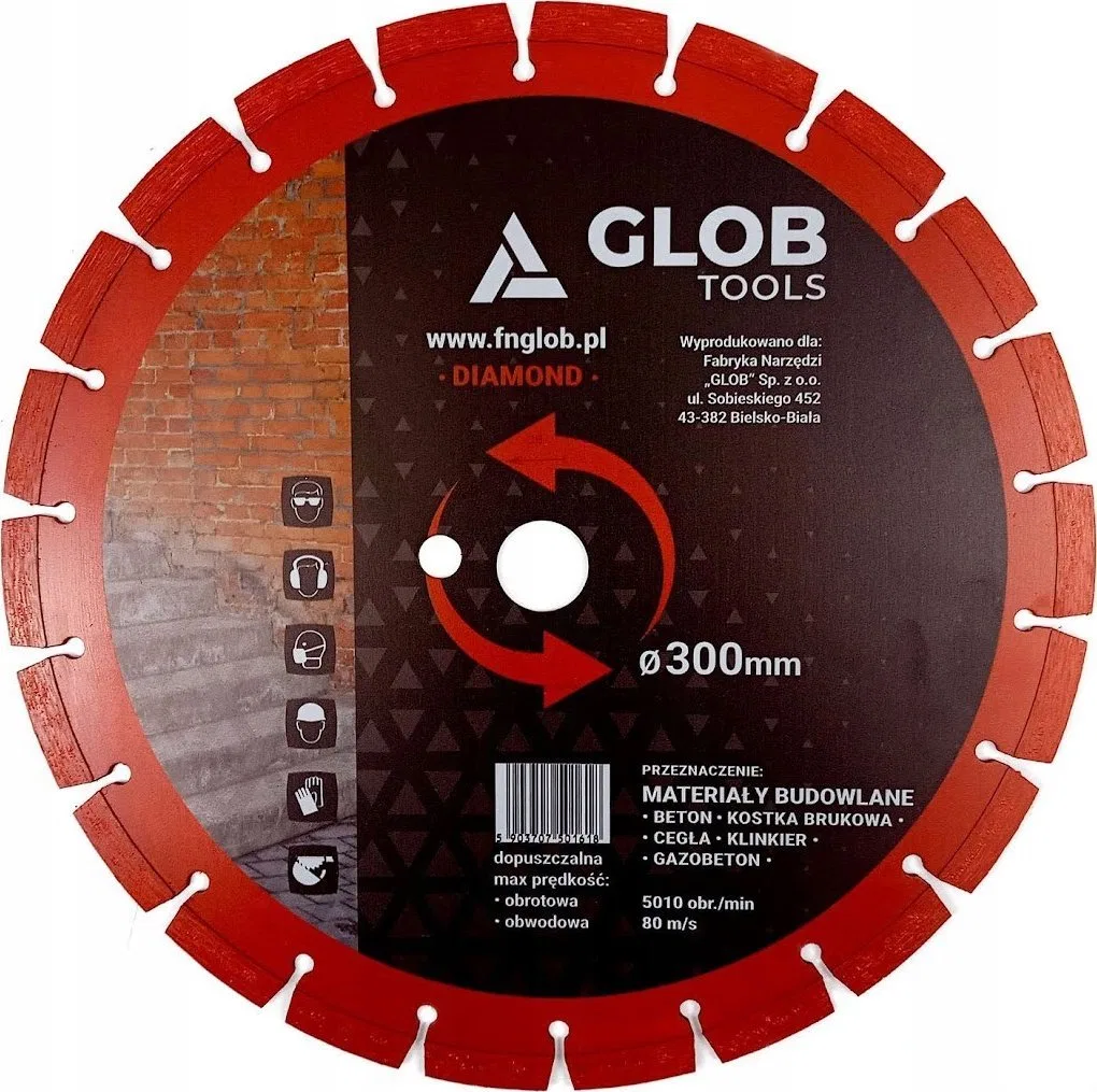 Glob Tarcza diamentowa GLOB TOOLS Materiały budowlane średnica 300mm