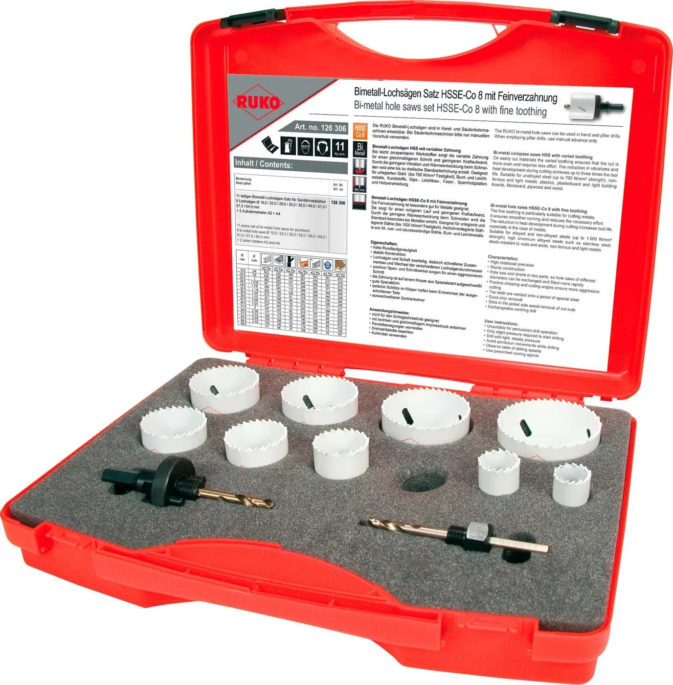 Wiertło Sourcing Drill bit set 19-64mm RUKO HSS Co8