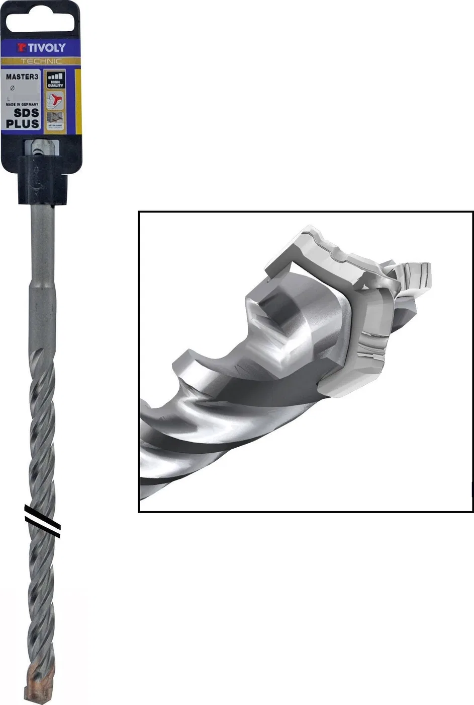 Wiertło Tivoly SDS+ grąžtas gelžbetoniui Tivoly Technic Master 3 Heavy Duty | Ø20*450*400mm