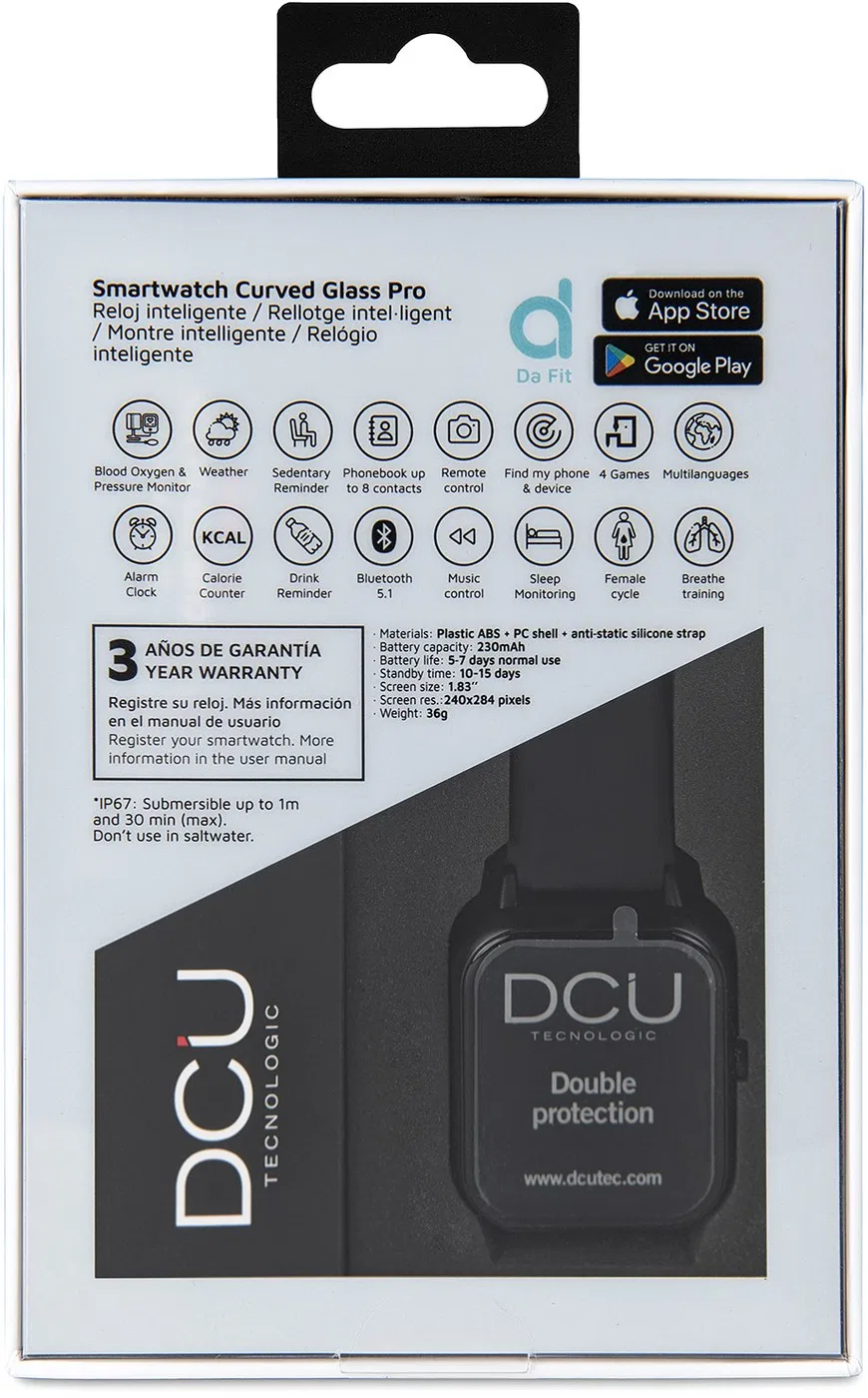 Smartwatch DCU CURVED GLASS PRO 1,83" Czarny
