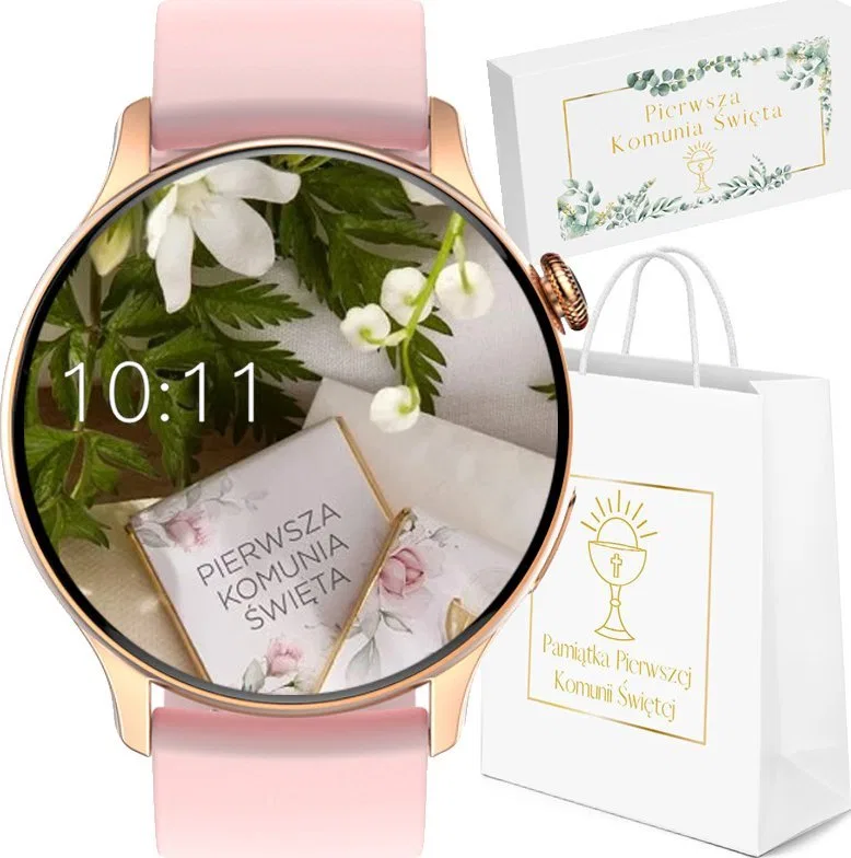 Smartwatch Rubicon Zegarek SMARTWATCH Rubicon KF10 różowy KOMUNIA